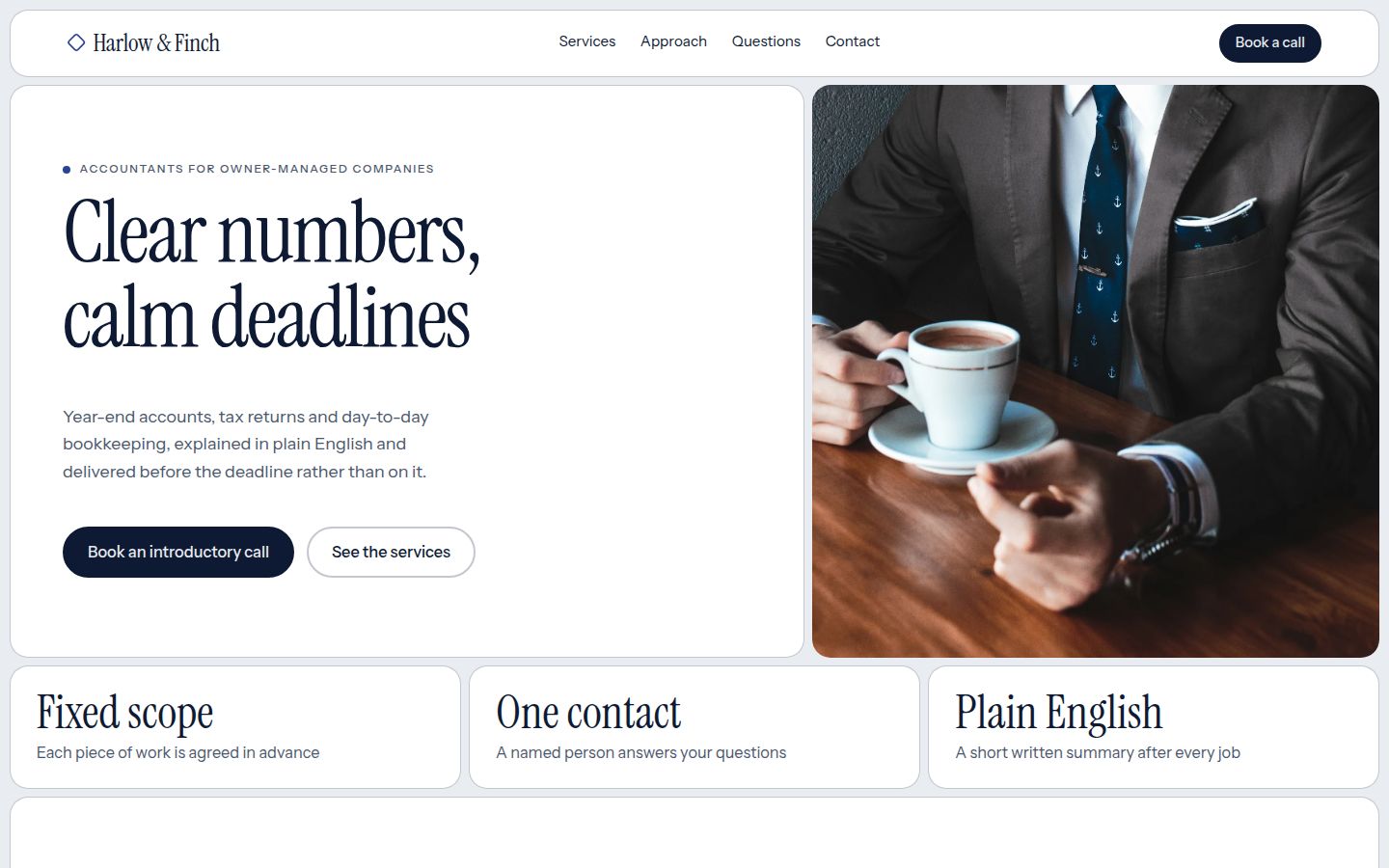 Screenshot of the accountancy practice template