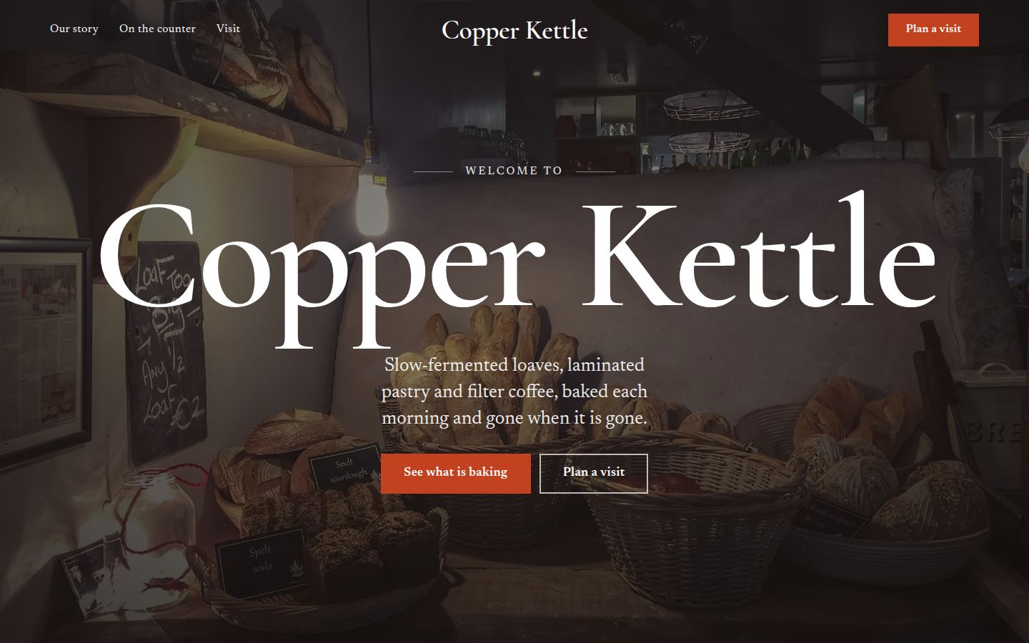 Screenshot of the neighbourhood bakery template