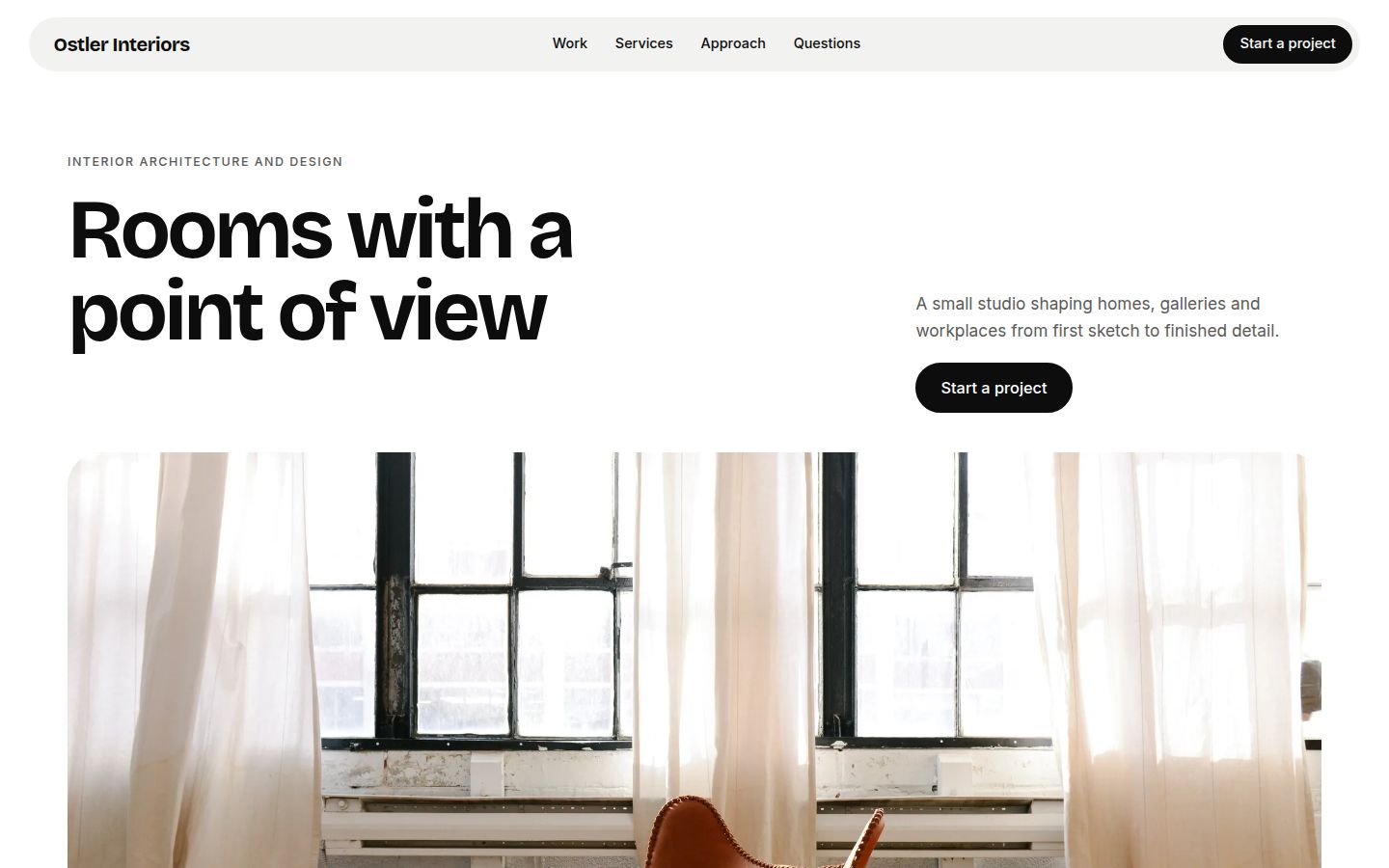 Screenshot of the interior design studio template