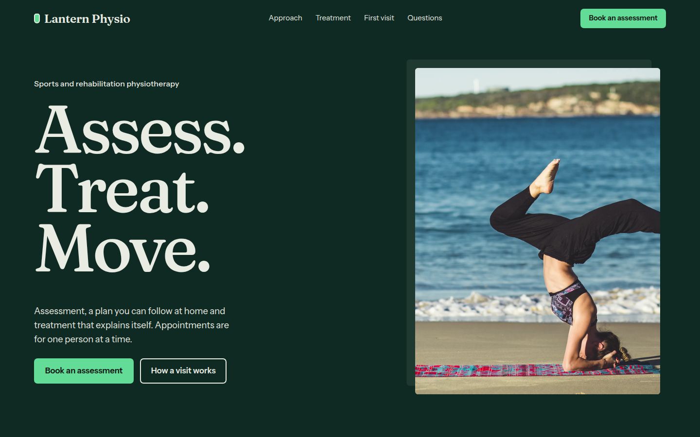 Screenshot of the physiotherapy clinic template